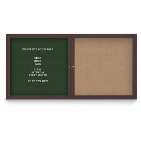 United Visual Products Corkboard, 42"x32", Ultramarine/Bronze UV4035PLUS-BRONZE-ULTMAR